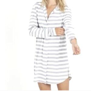 Recliner NYC Womens Pajama Shirt Dress Twilight Stripe Long Sleeve Size Large